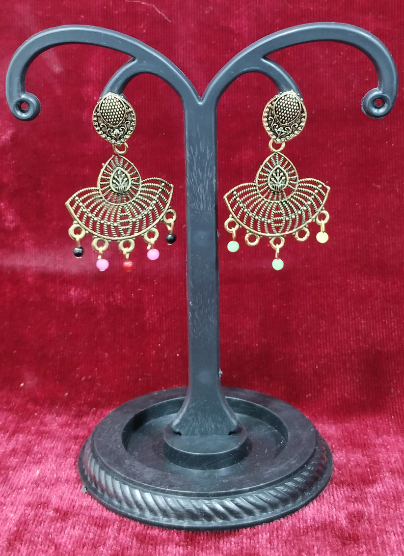 Golden Tone Oxidised Earrings