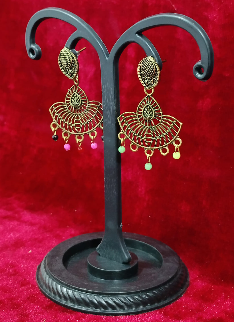 Golden Tone Oxidised Earrings