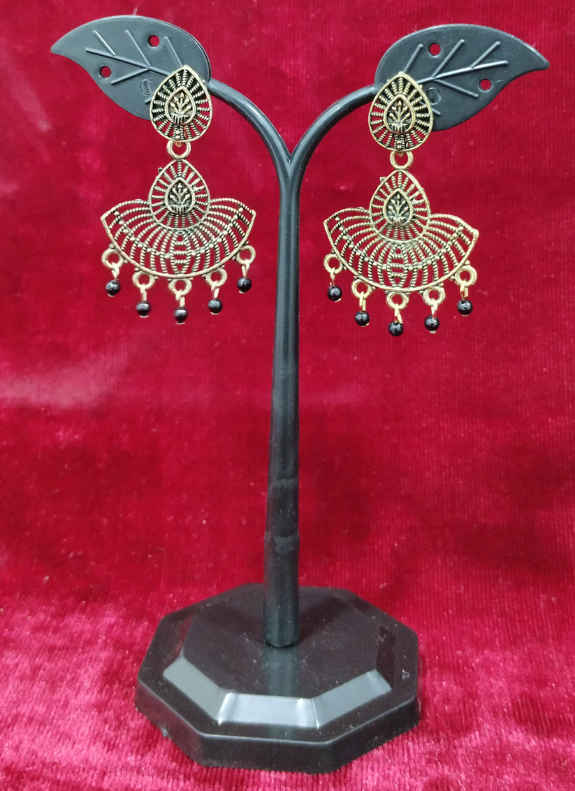 Golden Tone Oxidised Earrings