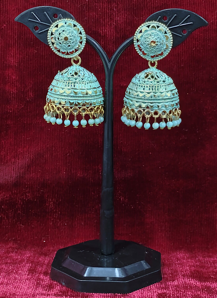 Blue Heavy Jhumka Earrings
