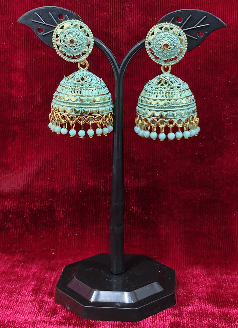 Blue Heavy Jhumka Earrings