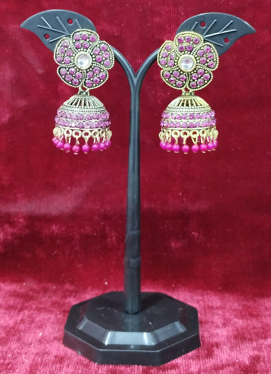 Purple Heavy Jhumka Earrings