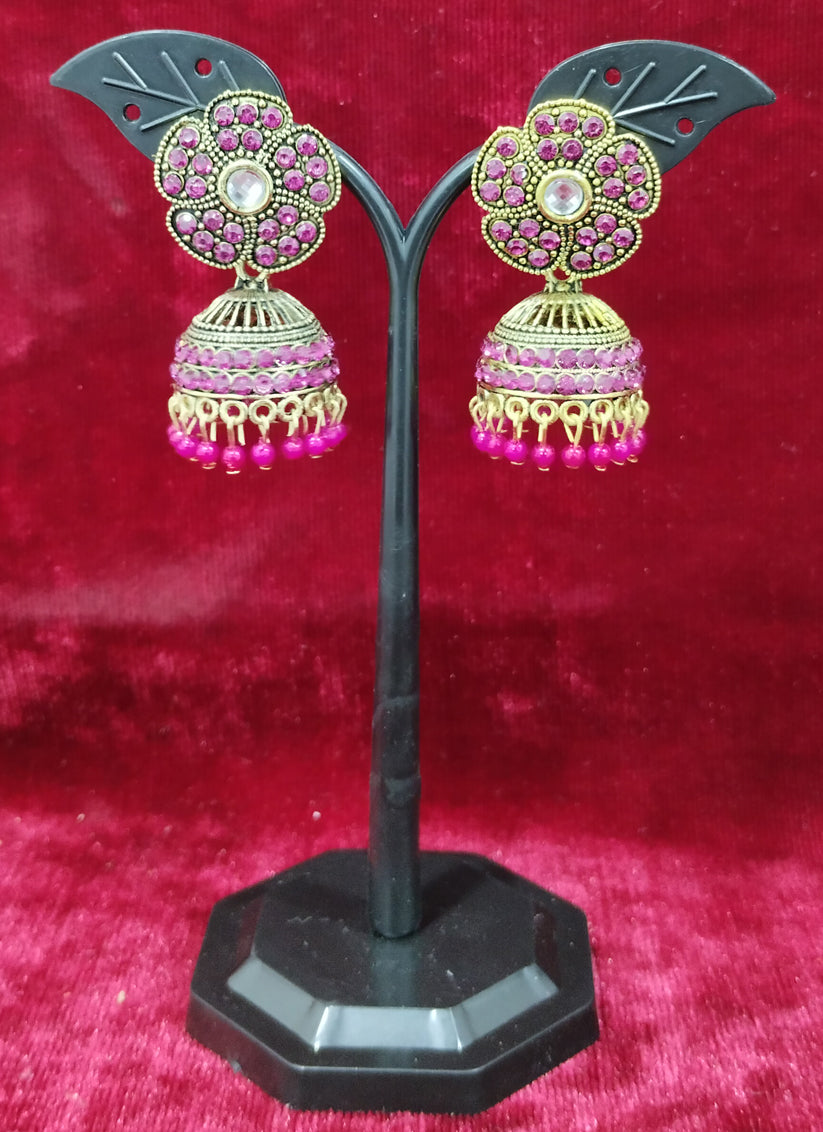 Purple Heavy Jhumka Earrings