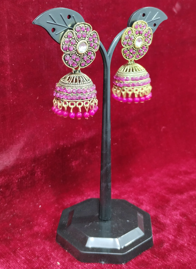 Purple Heavy Jhumka Earrings