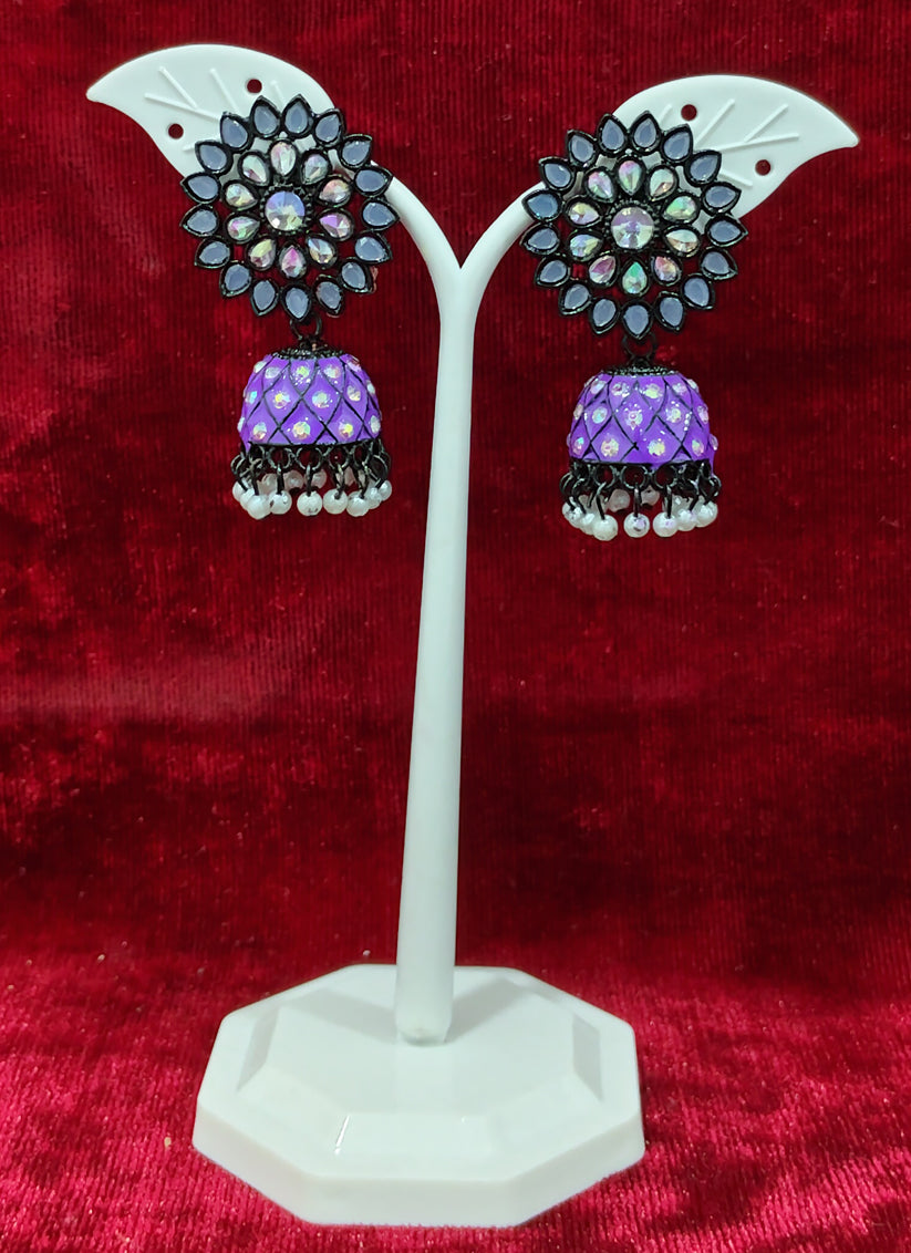 Purple Heavy Jhumka Earrings