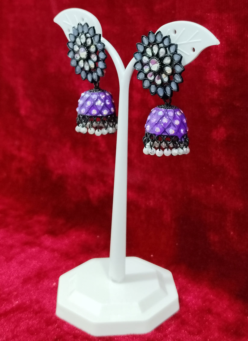 Purple Heavy Jhumka Earrings