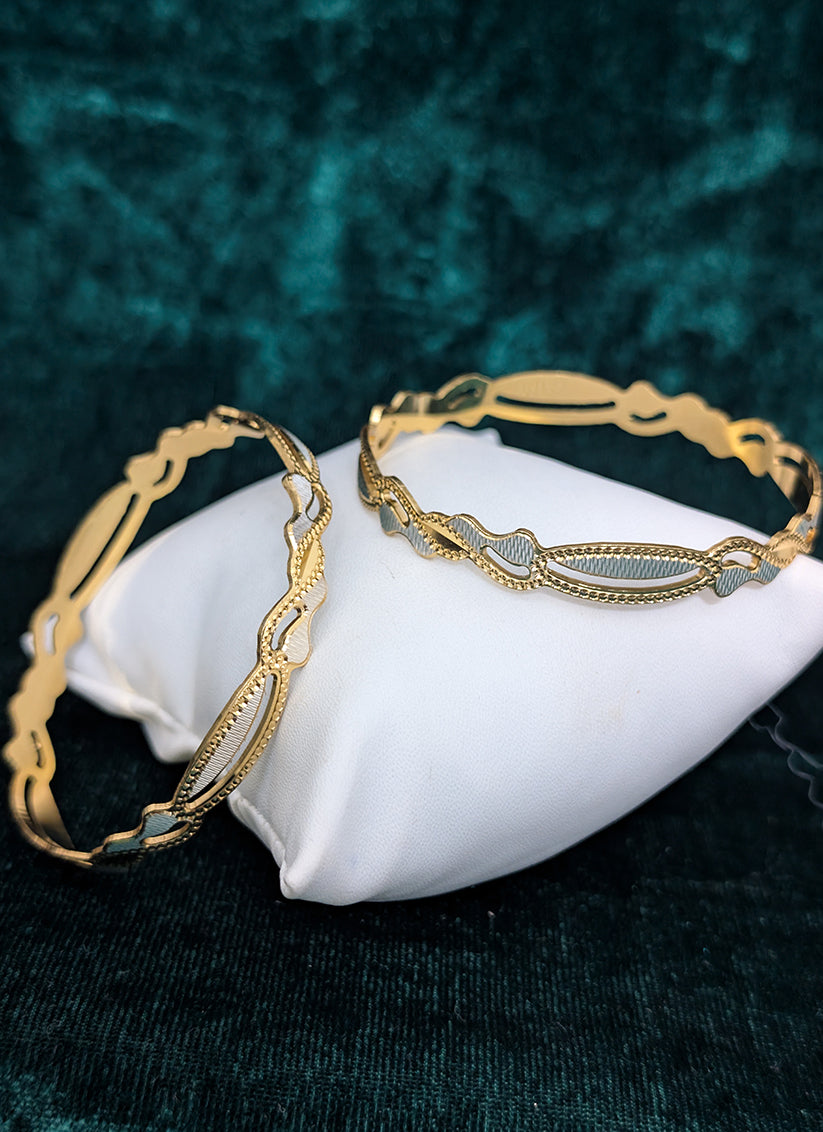 Fancy Micro Finish Gold Plated Bangles Set