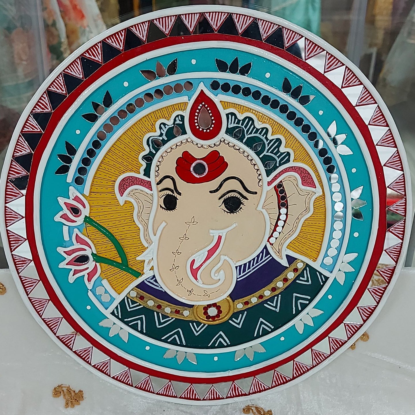 Set of 3 - Om, Mandala and Ganesha Lippan Art Wall Plate