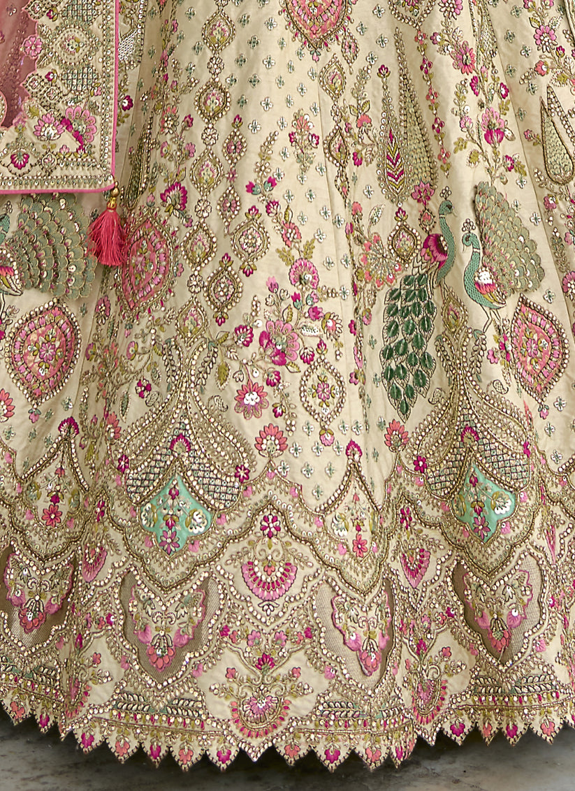 Ivory Silk Embroidered Bridal Lehenga Choli