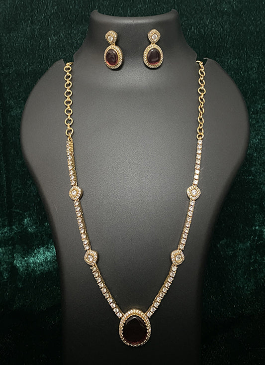 Rani Pink Stone and AD Diamonds Necklace Set