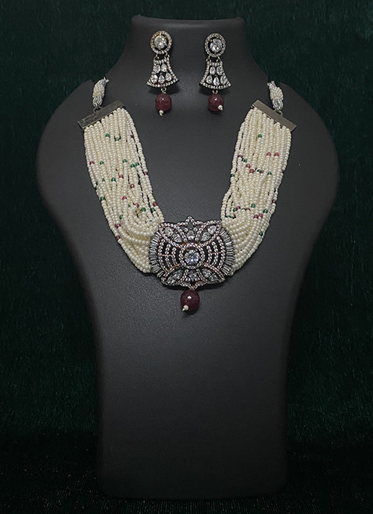 Elegant Multi Color Pearl Choker Necklace Set