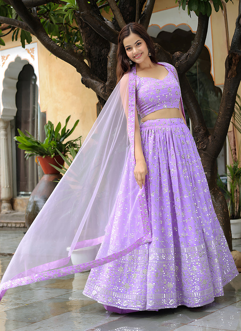 Lavender Heavy Lehenga Choli Set for Festival