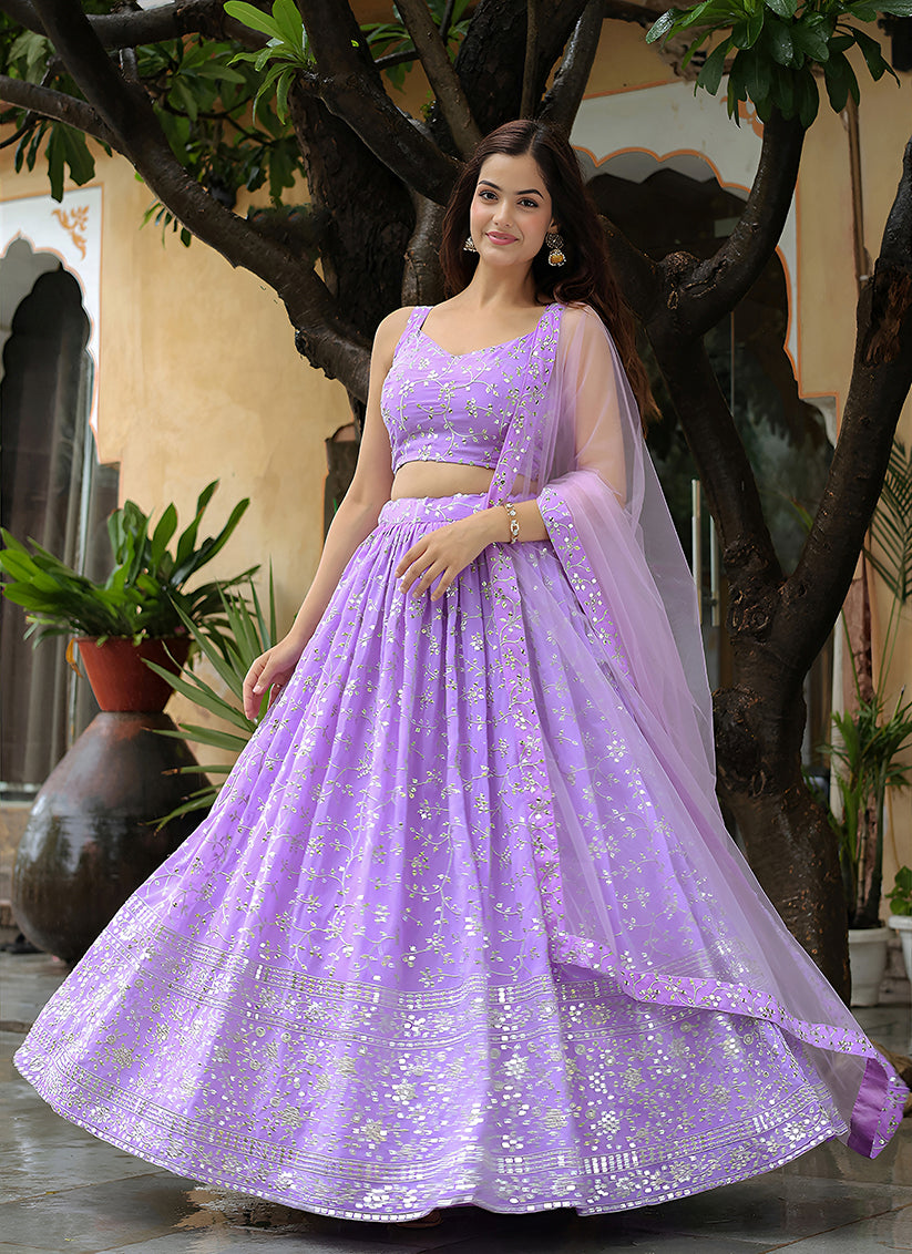 Lavender Heavy Lehenga Choli Set for Festival