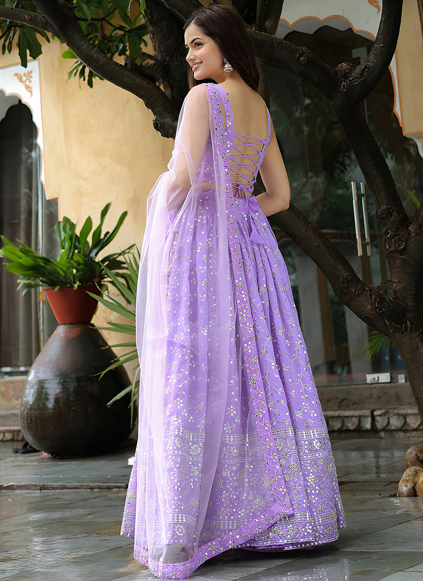 Lavender Heavy Lehenga Choli Set for Festival