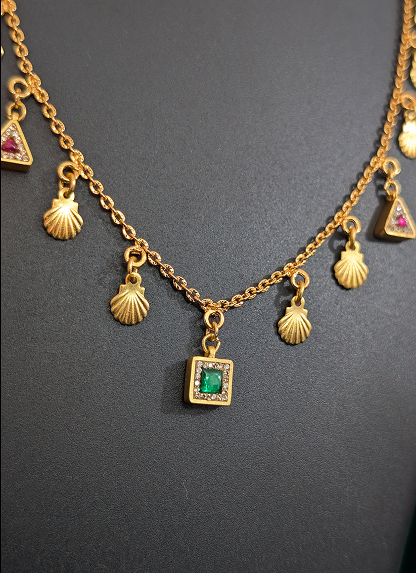 Exclusive Gold Plated Studded Stone Nacklace Set