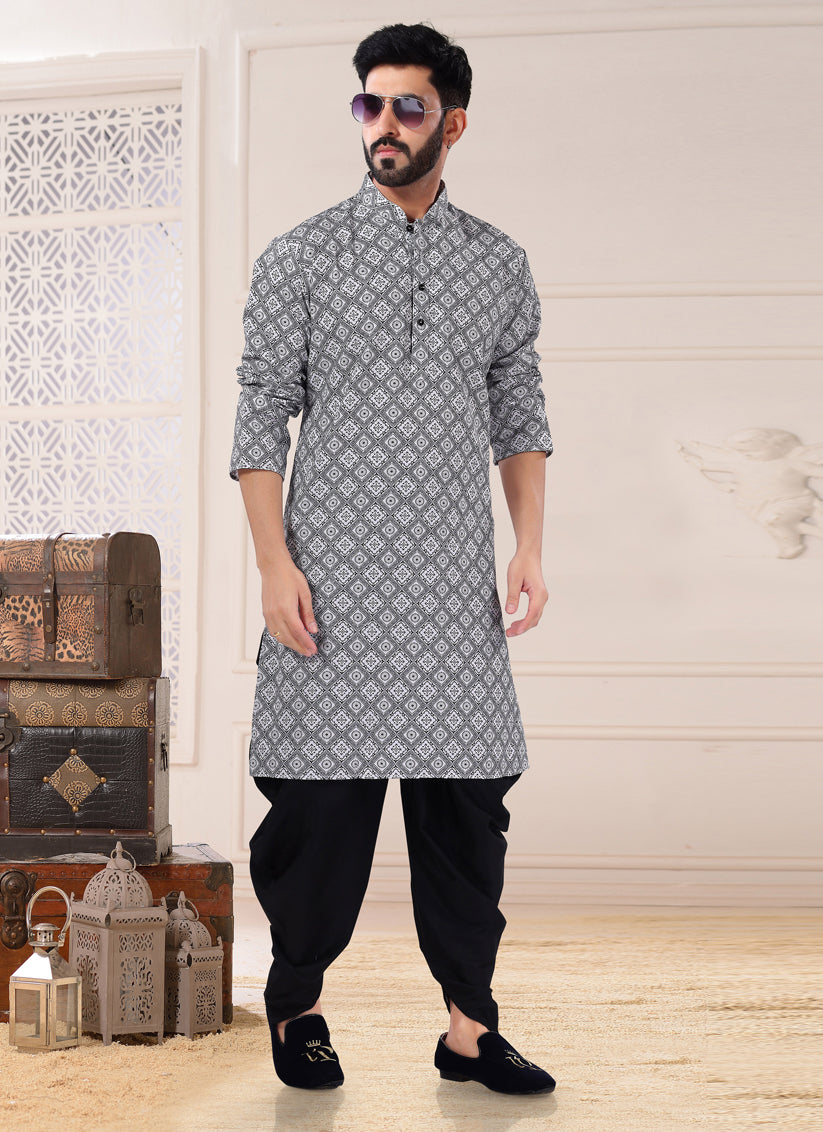 Black Silk Dhoti Kurta Set