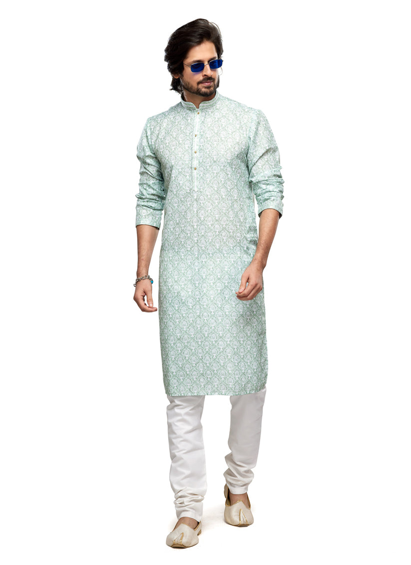 Pistachio Green Cotton Kurta Pyjama Set