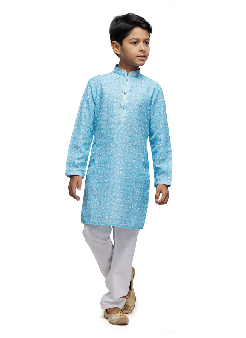 Sky Blue Boys Kurta Pyjama Set