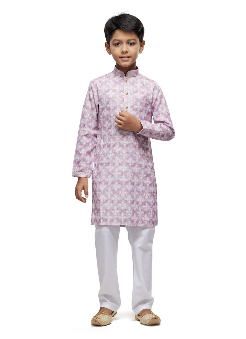 Onion Pink Boys Kurta Pyjama Set