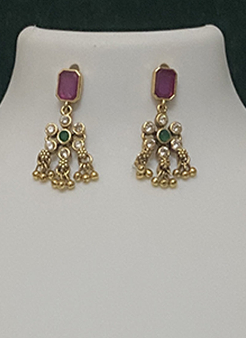 Pink Stone & Pearl Necklace Set