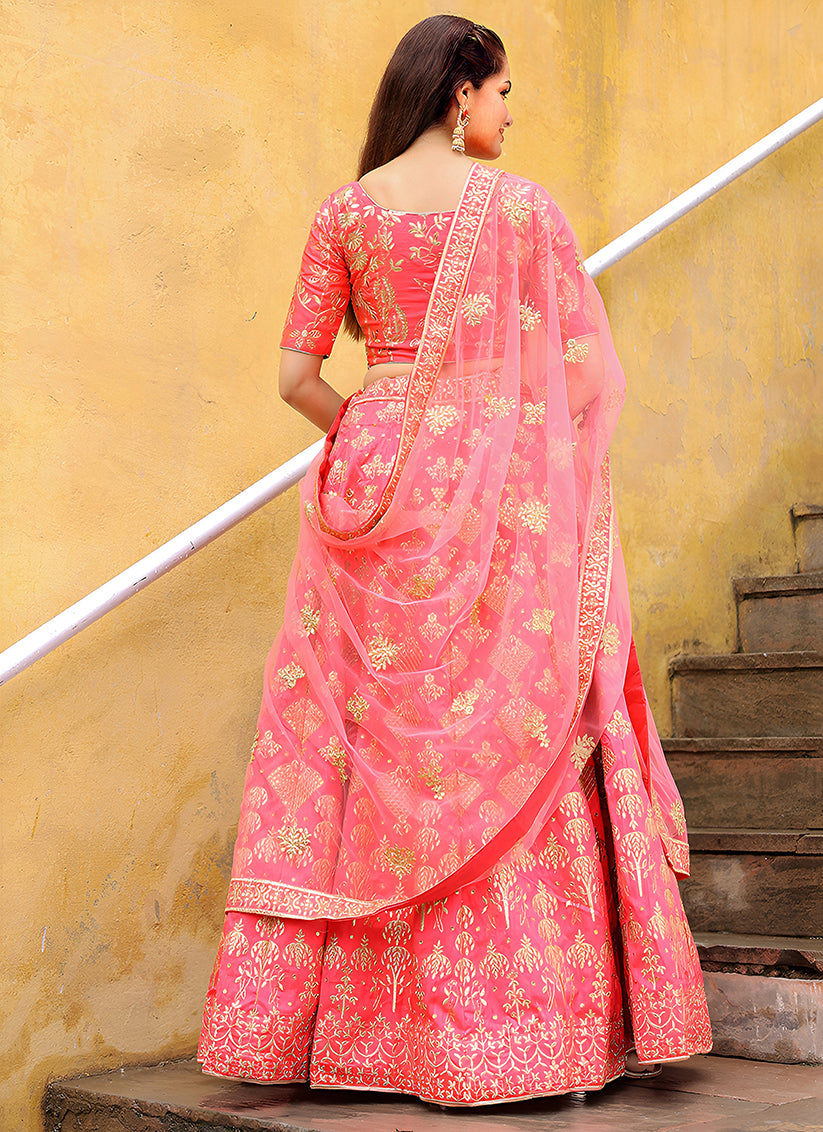Peach Heavy Lehenga Choli Set for Festival