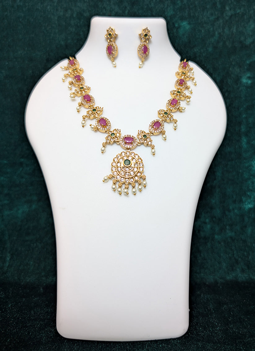 Pink Stone Necklace Set