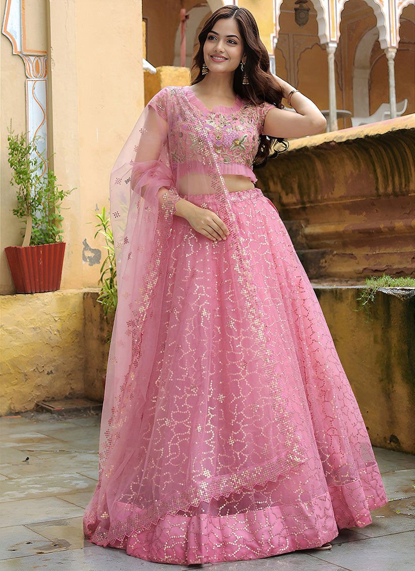 Pink Heavy Lehenga Choli Set for Festival