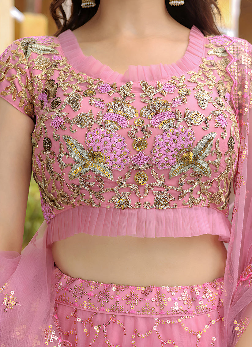 Pink Heavy Lehenga Choli Set for Festival