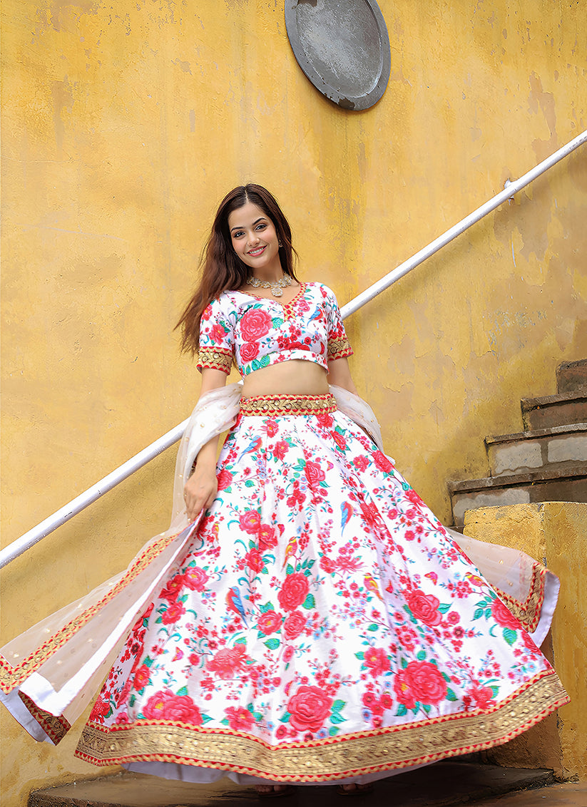 White Heavy Lehenga Choli Set for Festival