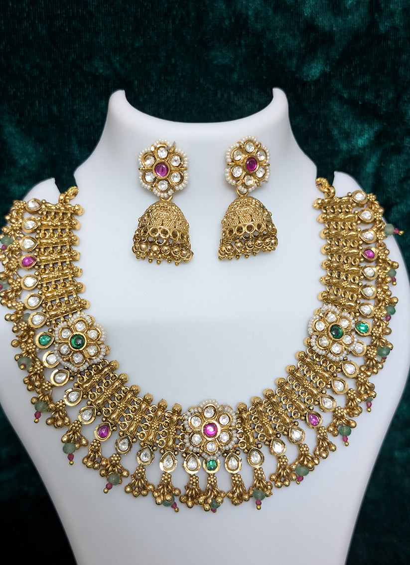 Premium Golden Choker Necklace Set
