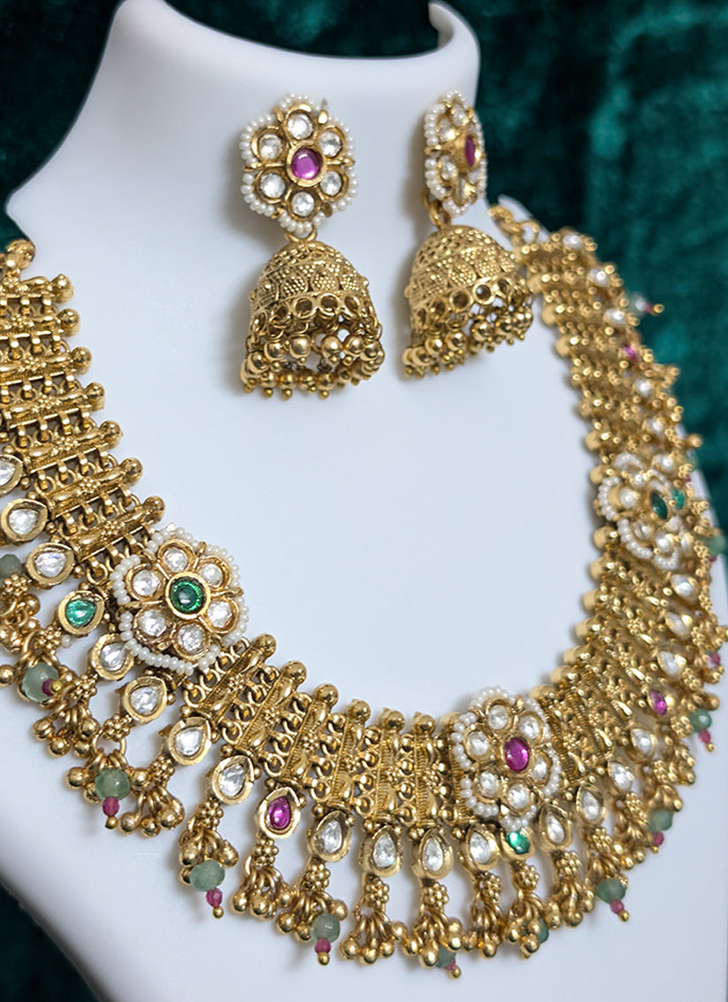 Premium Golden Choker Necklace Set