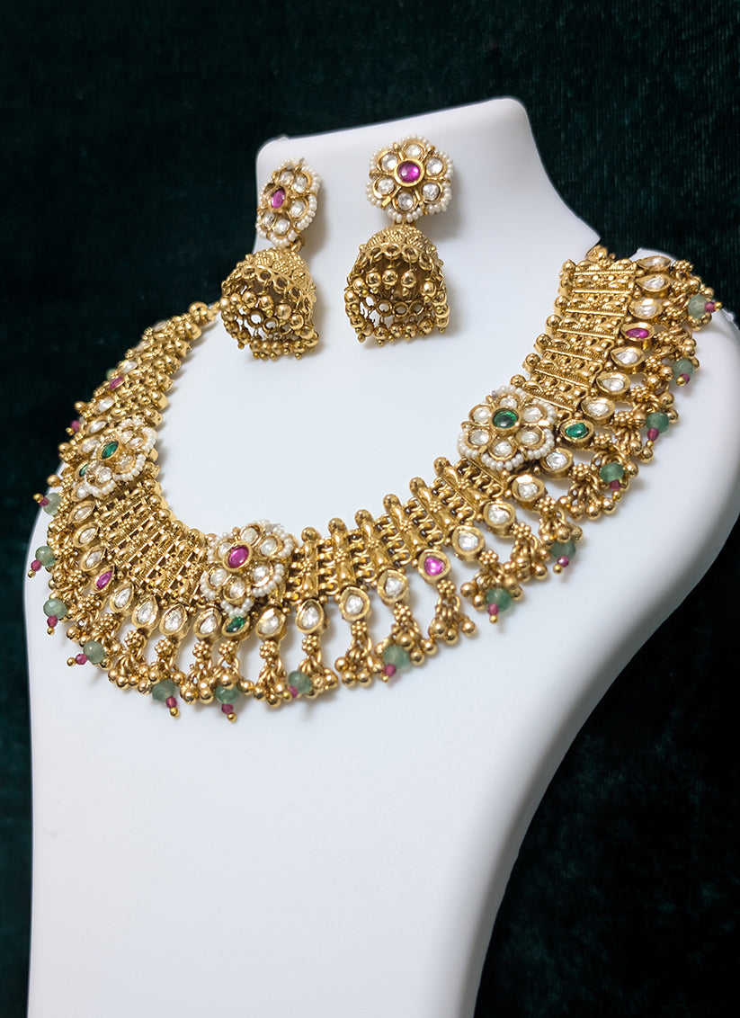 Premium Golden Choker Necklace Set