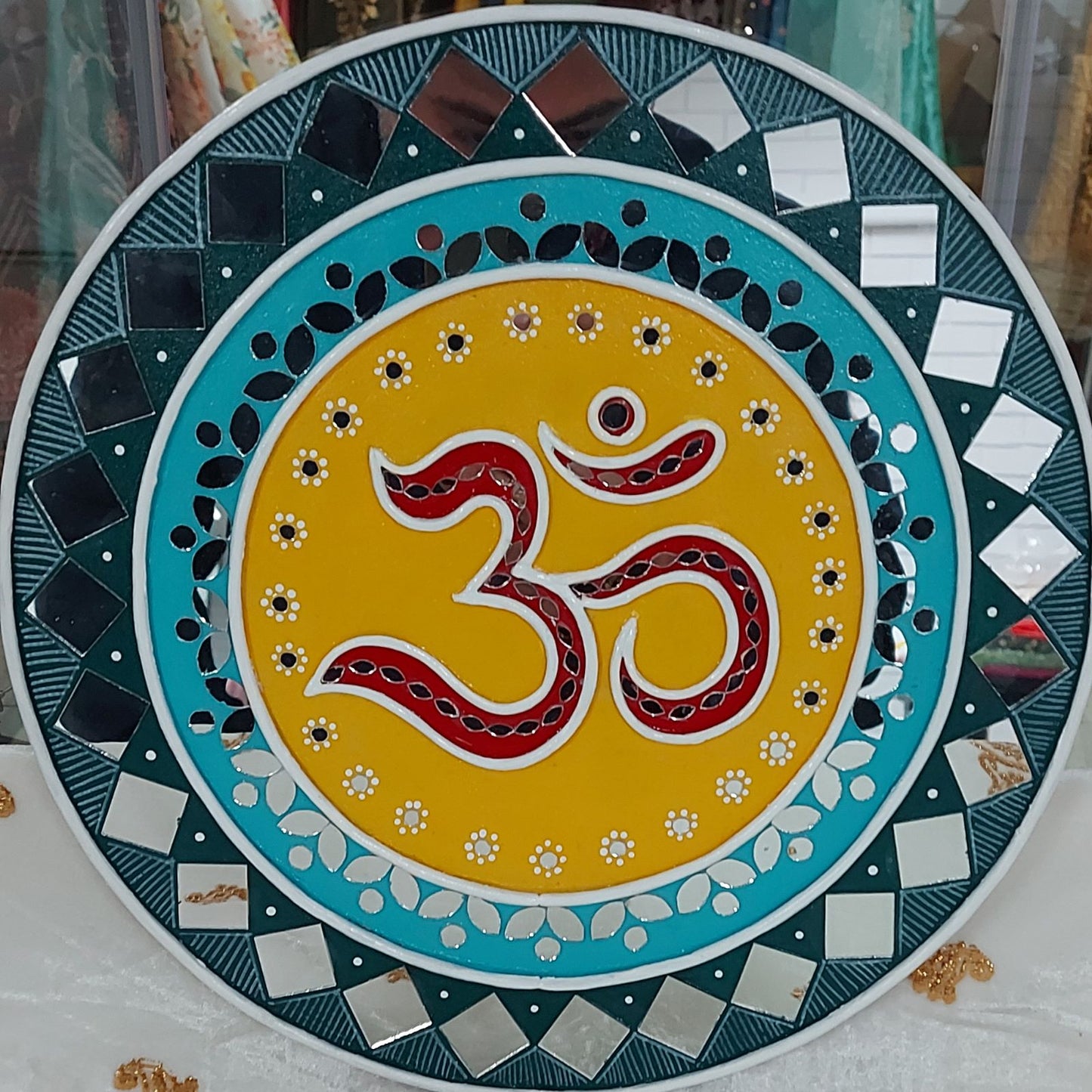 Set of 3 - Om, Mandala and Ganesha Lippan Art Wall Plate
