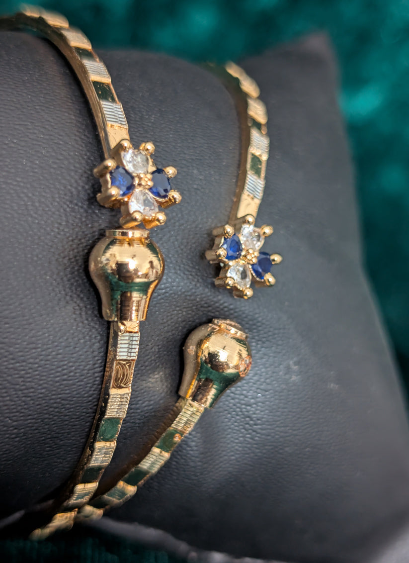 Freesize AD Gold Plated Brass Bangles