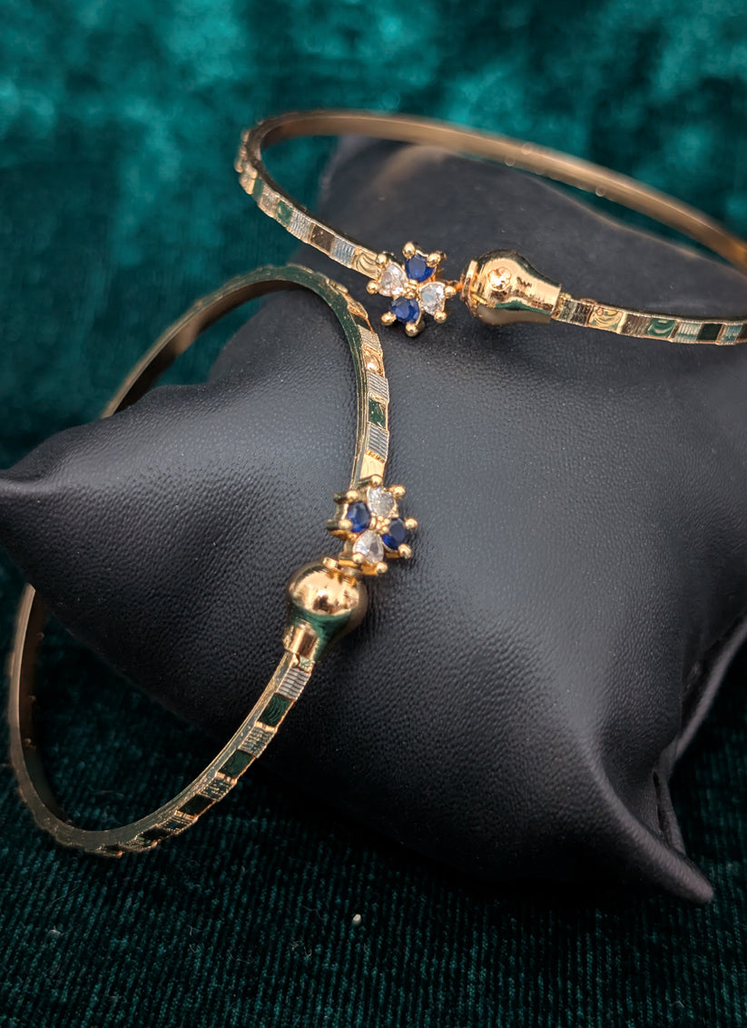 Freesize AD Gold Plated Brass Bangles