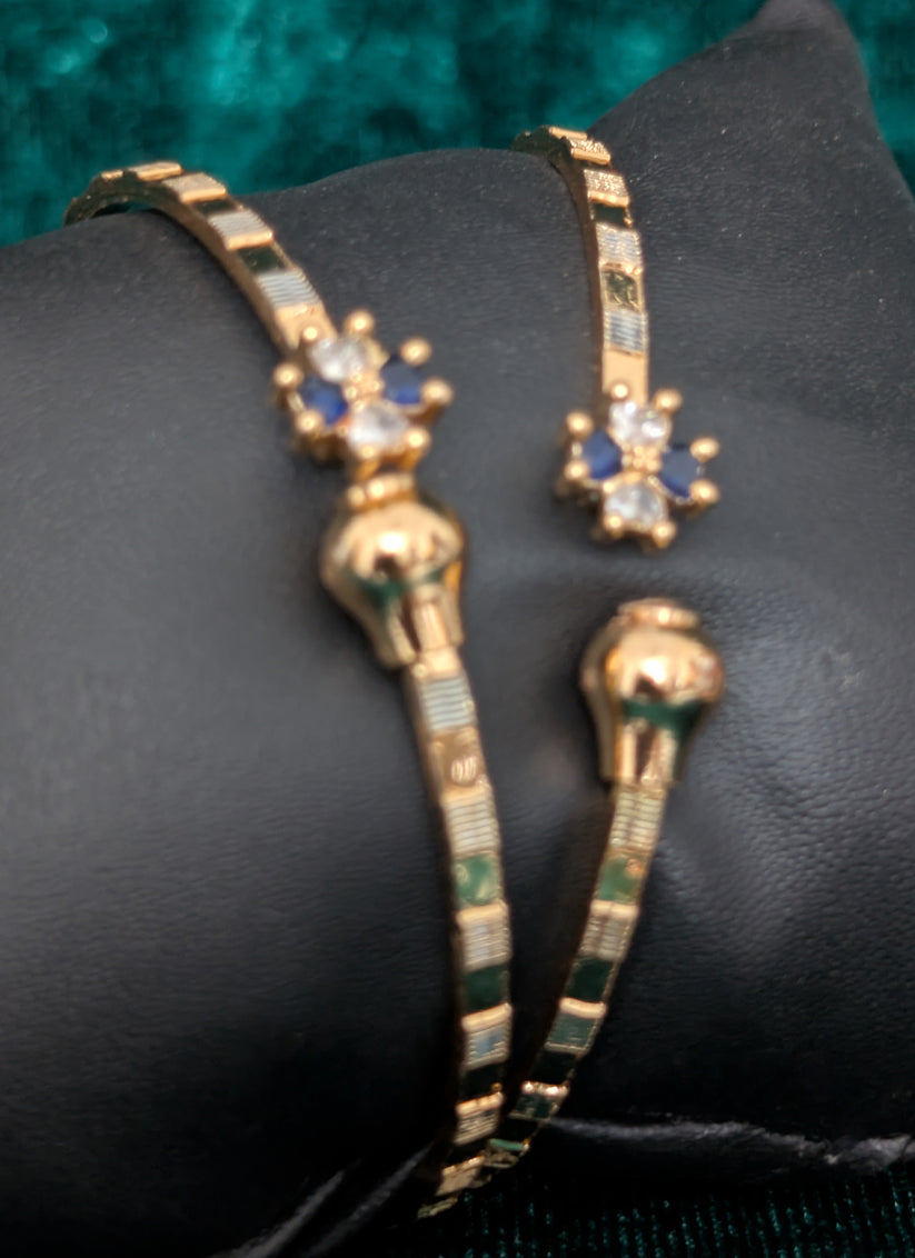 Freesize AD Gold Plated Brass Bangles