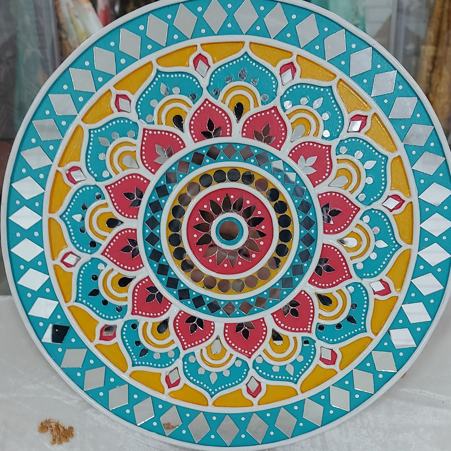 Set of 3 - Om, Mandala and Ganesha Lippan Art Wall Plate