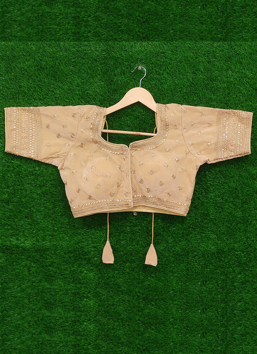 Golden Velvet Embroidered Designer Blouse