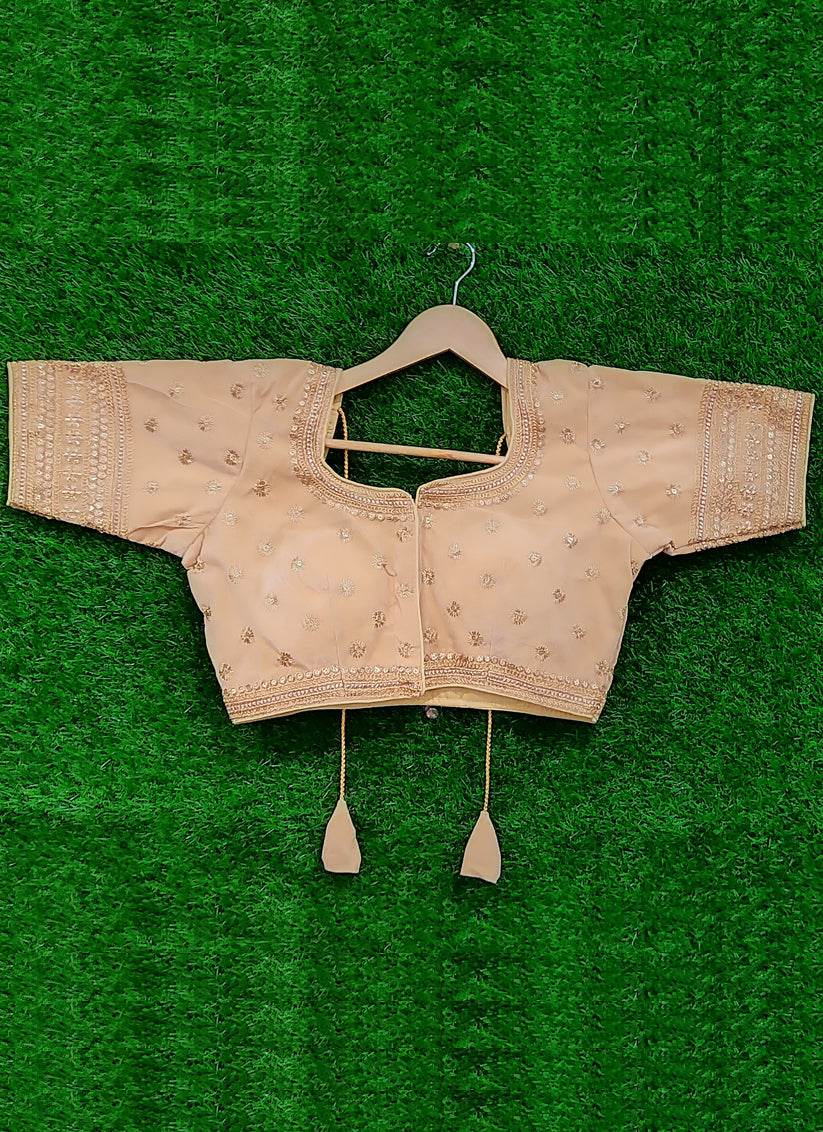 Golden Velvet Embroidered Designer Blouse