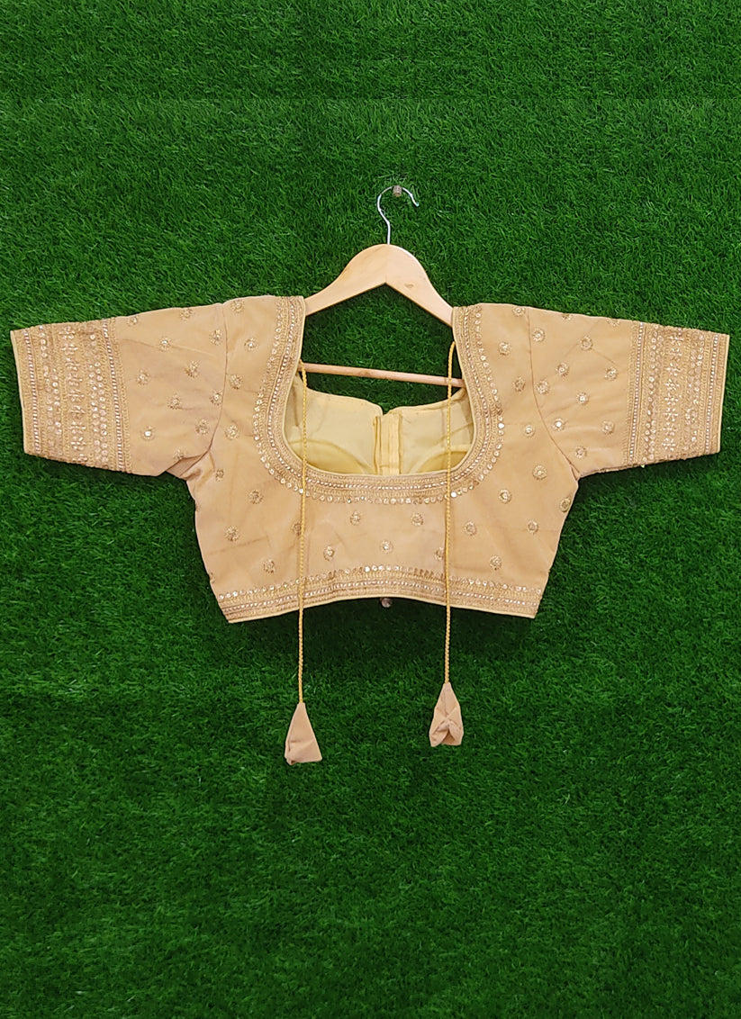 Golden Velvet Embroidered Designer Blouse