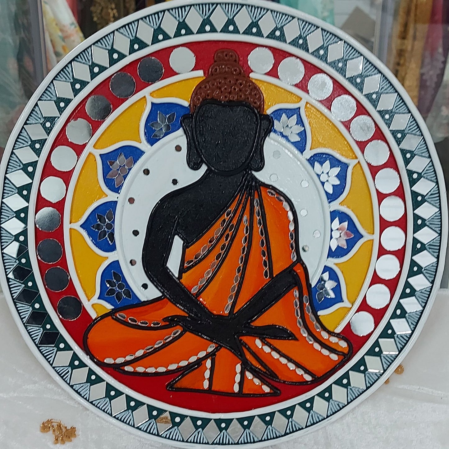 Set of 2 - Budhha and Ganesha Lippan Art Wall Plate