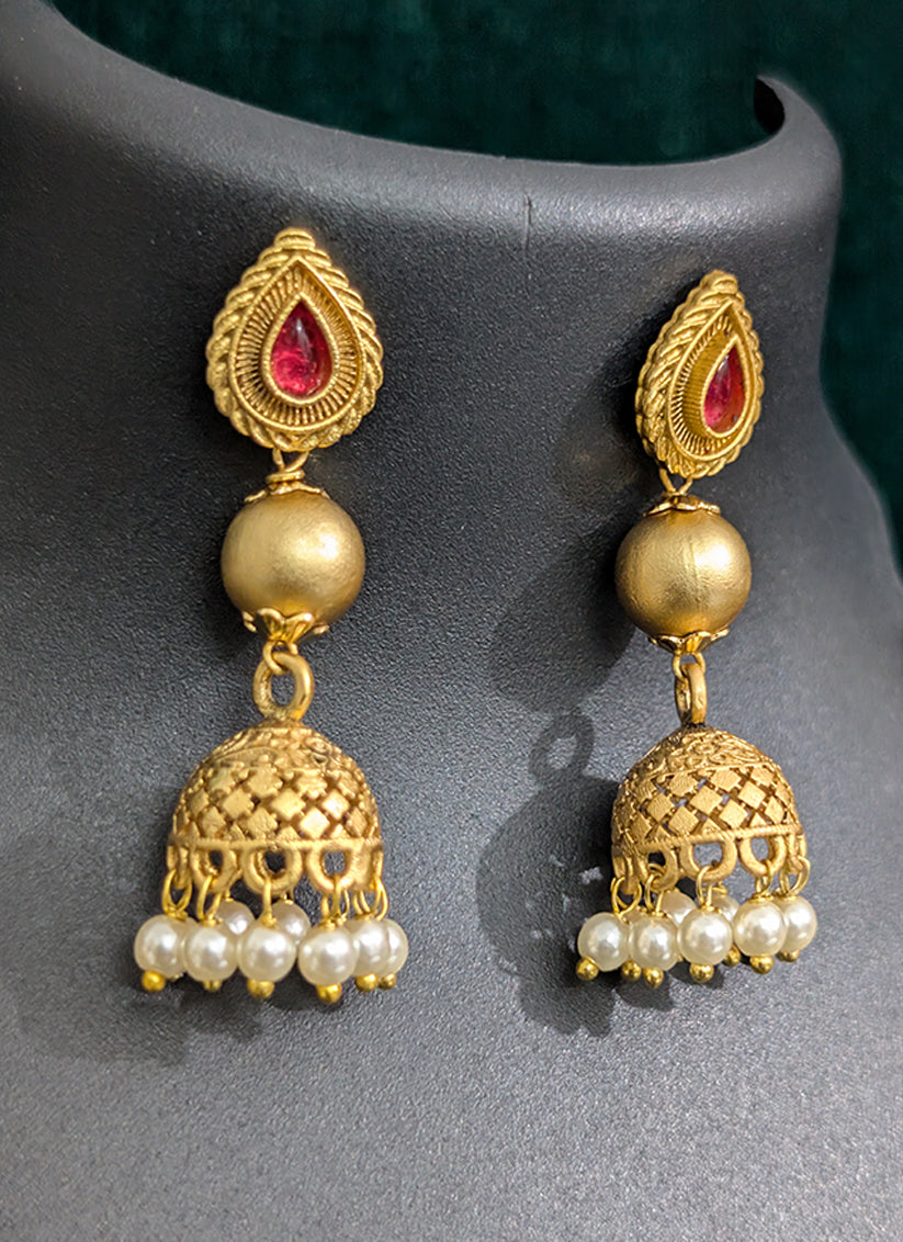 Premium Golden Pearl 4 String Necklace Set