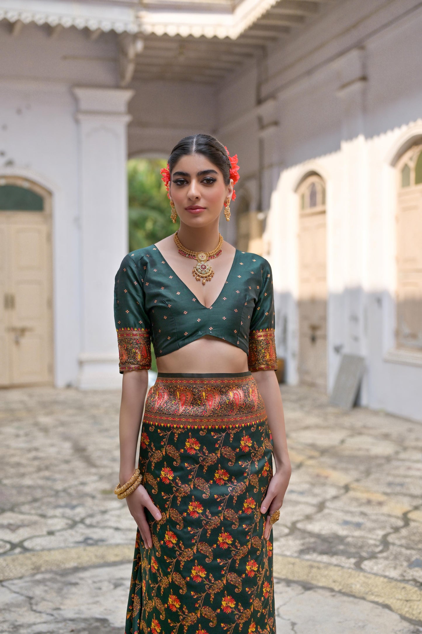 Green Pashmina Silk Designer Saree for Functions