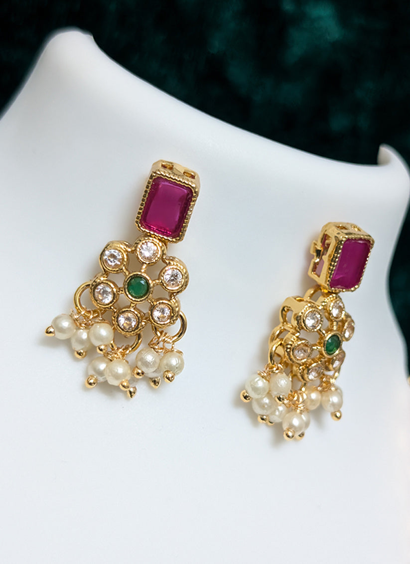 Premium Pink Kundan Choker Necklace Set