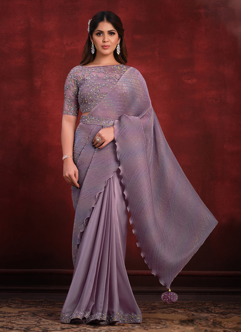 Dusty Purple Heavy Designer Saree