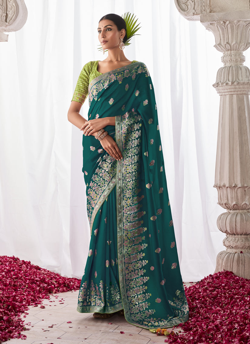 Morpich Kora Silk Meenakari Pallu Saree