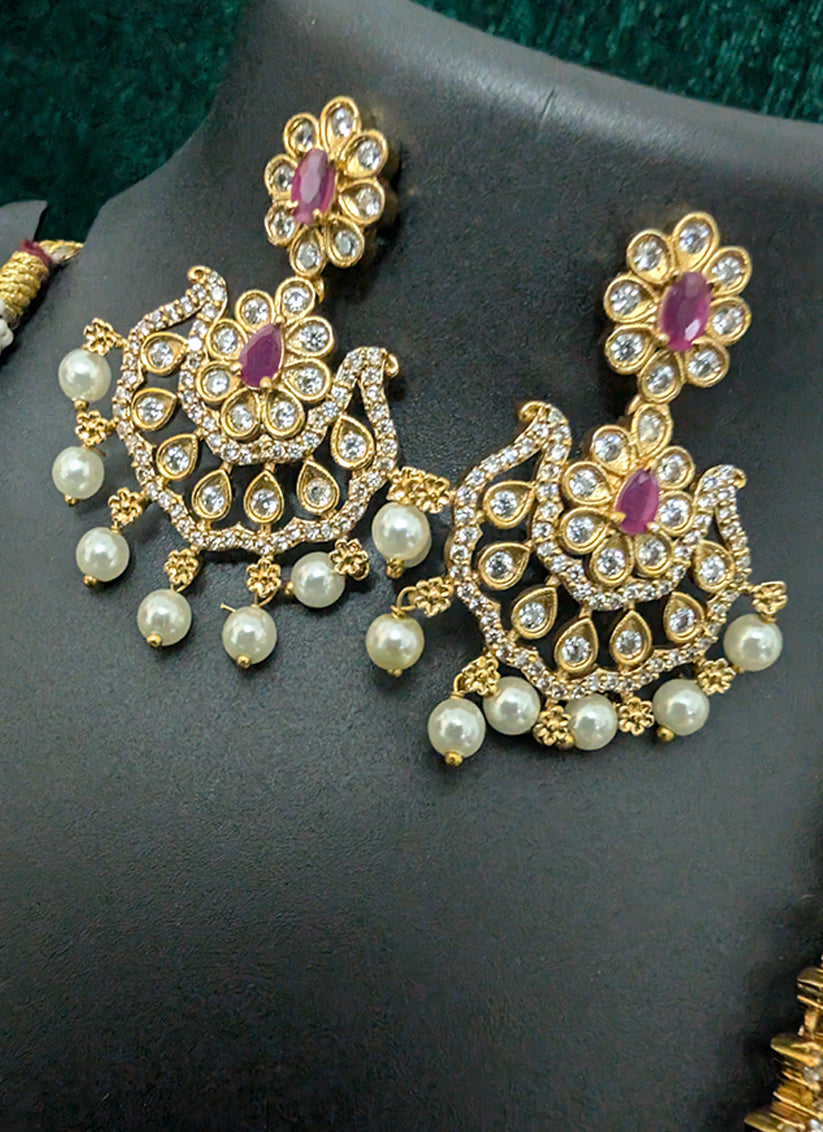 Premium Studded Stone & AD Diamond Necklace Set
