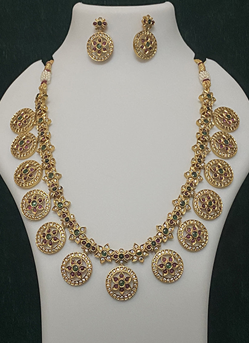 Studded AD Diamond & Stone Necklace Set