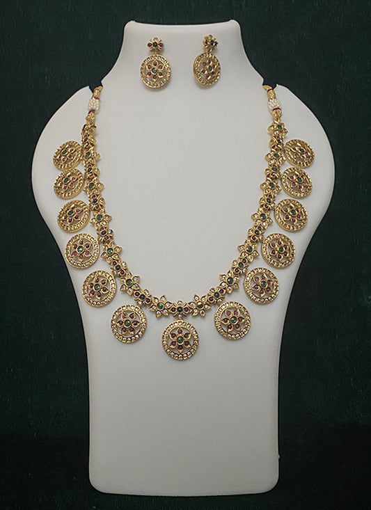 Studded AD Diamond & Stone Necklace Set
