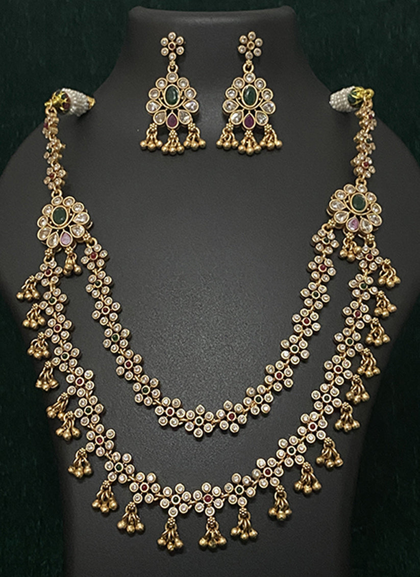 Elegant Studded AD Diamonds & Ghughari Necklace Set